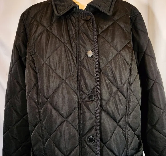 Isaac Mizrahi Puffer Jacket, Women Black Quilted, Leopard Lining, ZipUp, Pckts,M - Picture 5 of 16